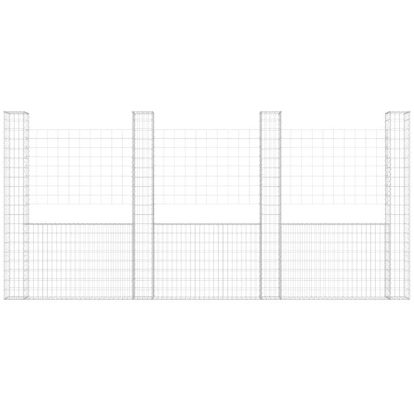 vidaXL Schanskorf U-vormig met 5 palen 500x20x200 cm ijzer