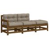 vidaXL 3-delige Loungeset met kussens massief hout honingbruin