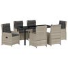 vidaXL Tuin eettafelset 7 pcs Lichtgrijs poly rattan