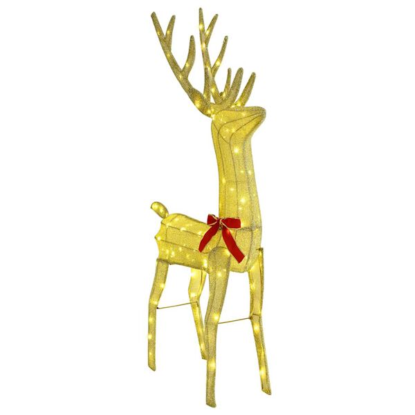 vidaXL Rendier trek slede met 200 LED Warmwit 70 x 26 x 128,5 cm Stof