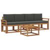vidaXL Buiten bankenset met kussen 5 pcs Natuurlijk en Antraciet
