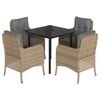 vidaXL 5-delige Tuinset met kussens poly rattan beige