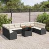 vidaXL Tuin Sofa Set met kussen 11 pcs Zwart en crème