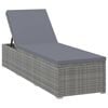 vidaXL Ligbed met kussen poly rattan grijs