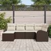 vidaXL Bankstel met kussen met opslag 6 pcs Bruin en wit poly rattan