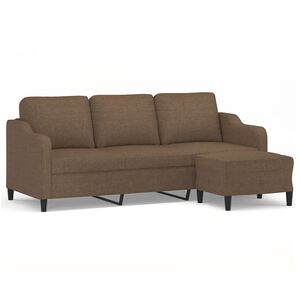 vidaXL Driezitsbank met voetenbank 180 cm stof bruin