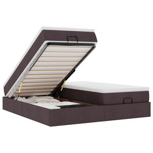 vidaXL Ottoman bed met matrassen 200x200cm stof donkerbruin