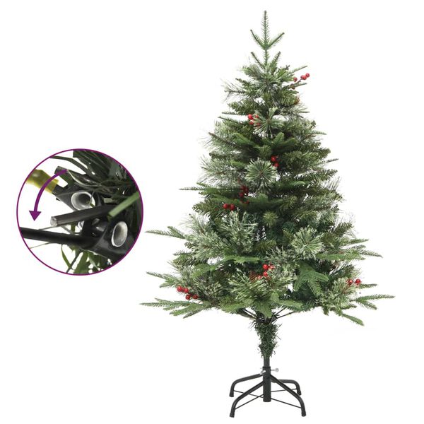 vidaXL Kerstboom met LED en dennenappels 150 cm PVC en PE groen