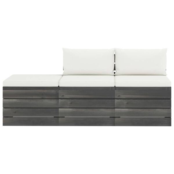 vidaXL 3-delige Loungeset met kussens pallet massief grenenhout