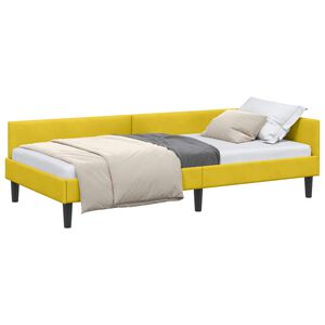 vidaXL Hoekbedframe Geel 100 cm x 200 cm VelvetenPlywood