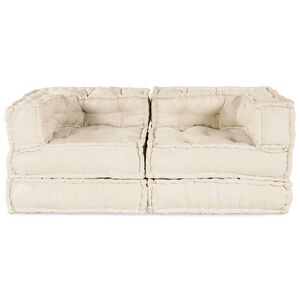 vidaXL Modulair Sofabet 2 st Stof Cr&egrave;mekleurig 140 x 70 x 56 cm