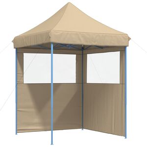 vidaXL Partytent inklapbaar pop-up met 2 zijwanden beige