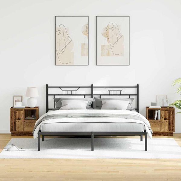 vidaXL Nachtkastje 2 pcs Oudhout 50 x 34,5 x 50 cm. Bewerkt hout