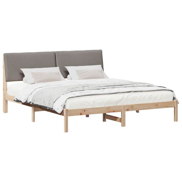 vidaXL Bedframe Bruin en taupe 180 x 200 cm Massief grenenhout