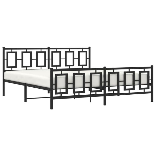 vidaXL Bedframe met hoofd- en voeteneinde metaal zwart 183x213 cm