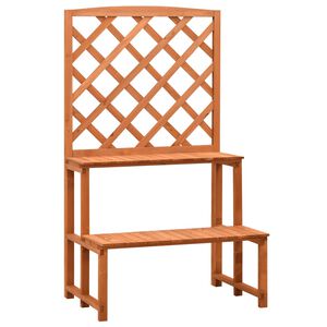 vidaXL Plantenrek met latwerk 70x42x120 cm massief vurenhout oranje