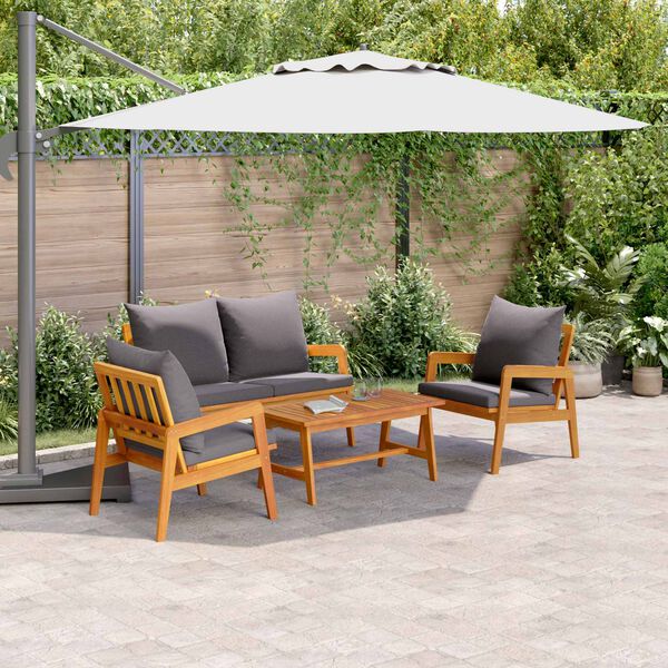 vidaXL Bistroset met kussen 4 pcs Bruin Massief Acaciahout