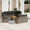 vidaXL 9-delige Loungeset met kussens poly rattan grijs