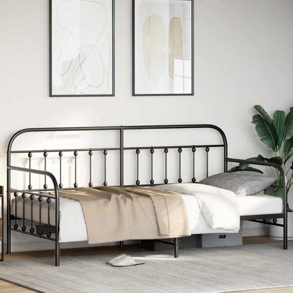 vidaXL Bedframe voor een daybed Zwart 100 x 190 cm Gepoedercoat staal
