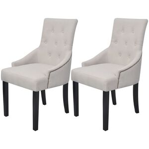 vidaXL Eetkamerstoelen 2 st stof cr&egrave;megrijs