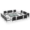vidaXL 16-delige Loungeset met kussens poly rattan zwart