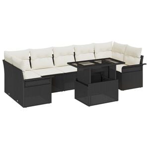vidaXL Tuin Sofa Set met kussen met opslag 8 pcs Zwart Poly riet
