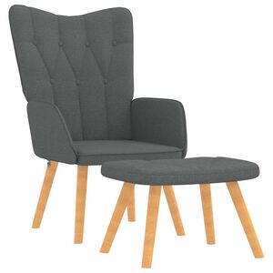vidaXL Relaxstoel met voetenbank stof donkergrijs