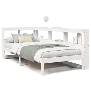 vidaXL Bed met boekenkast zonder matras grenenhout wit 75x190 cm