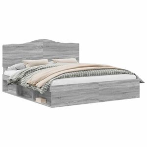 vidaXL Bedframe Grijs Sonoma 200 x 200 cm Massief grenenhout