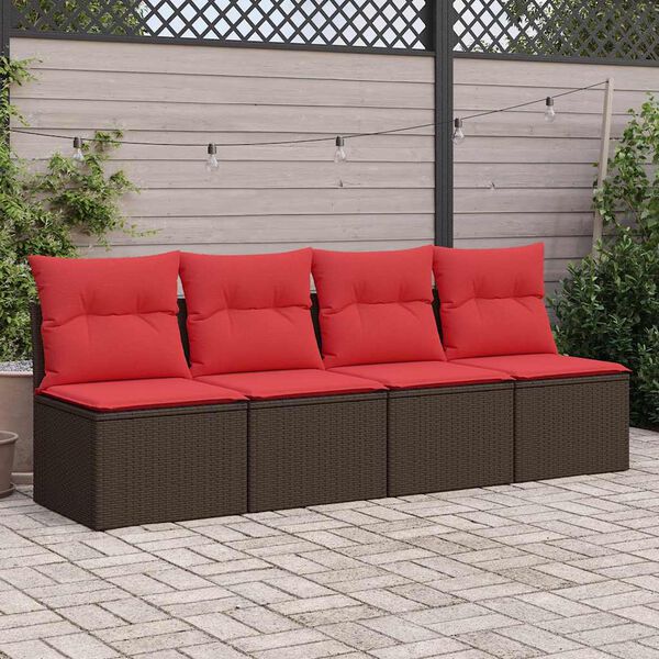 vidaXL 2-delige Loungeset met kussens poly rattan acacia bruin