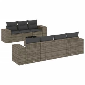 vidaXL 8-delige Loungeset met kussens poly rattan grijs