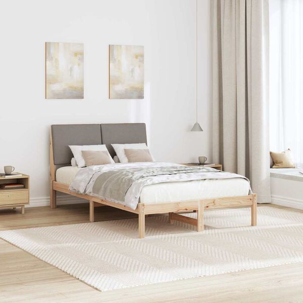 vidaXL Bedframe Bruin en taupe 120 x 190 cm Massief grenenhout