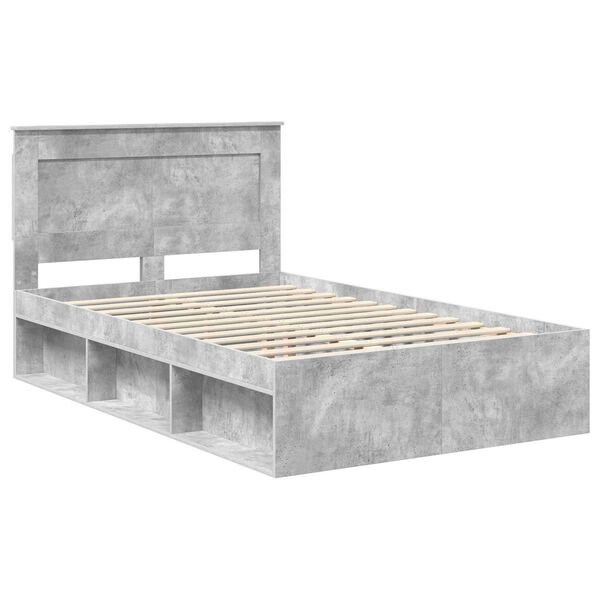 vidaXL Bedframe met hoofdeinde Beton 120 x 200 cm Massief grenenhout