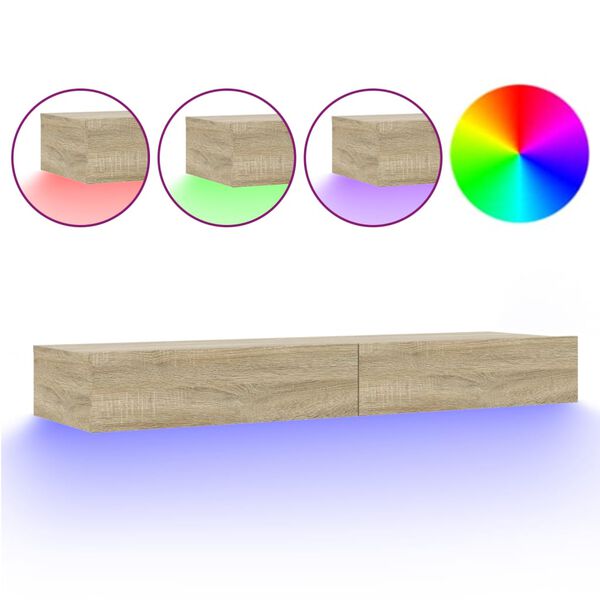 vidaXL Tv-meubel met LED-verlichting 120x35x15,5 cm sonoma eikenkleur