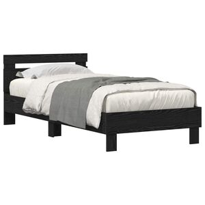 vidaXL Bedframe met hoofdeinde Zwart Eiken 100 x 200 cm Bewerkt hout