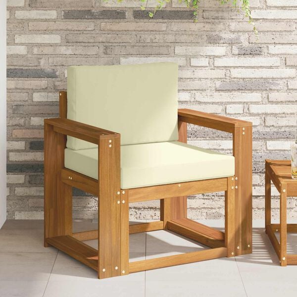 vidaXL Tuinbank Massief Acaciahout en Polyester Naturel