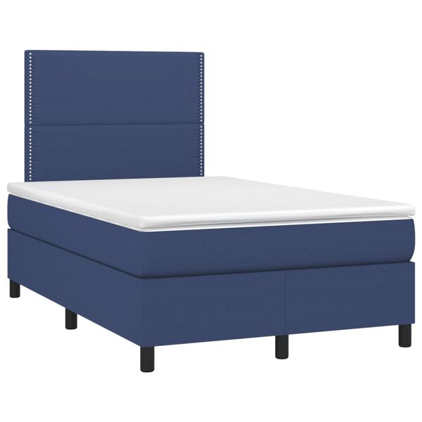 vidaXL Boxspring met matras en LED stof blauw 120x190 cm