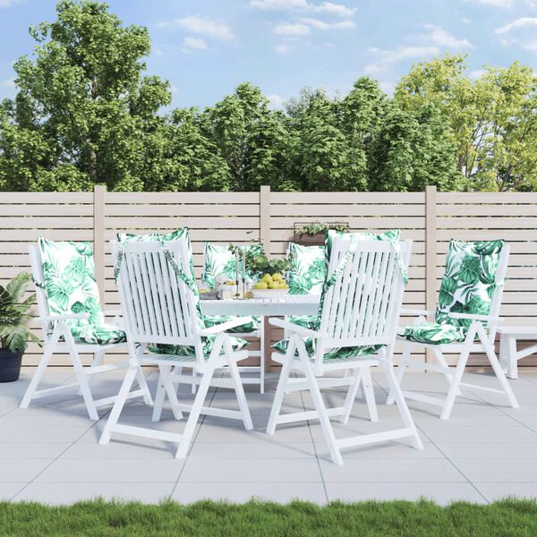 vidaXL Stoelkussens 6 st hoge rug bladpatroon oxford stof