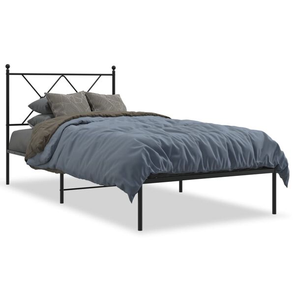 vidaXL Bedframe met hoofdbord metaal zwart 90x190 cm