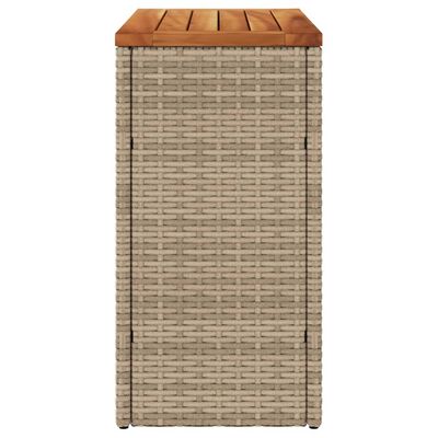 vidaXL Tuinbijzettafel met houten blad 58x27,5x55 cm poly rattan beige