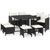 vidaXL 9-delige Tuinset met kussens poly rattan zwart