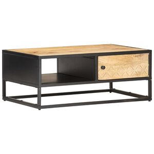 vidaXL Salontafel met bewerkte deur 90x55x36 cm ruw mangohout