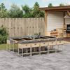 vidaXL 11-delige Tuinset met kussens poly rattan gemengd beige