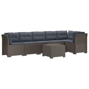 vidaXL 6-Zits Tuin Sofa met Kussens Rattan Look PP Lichtgrijs