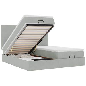 vidaXL Ottoman bed met matrassen 160x200cm fluweel lichtgrijs