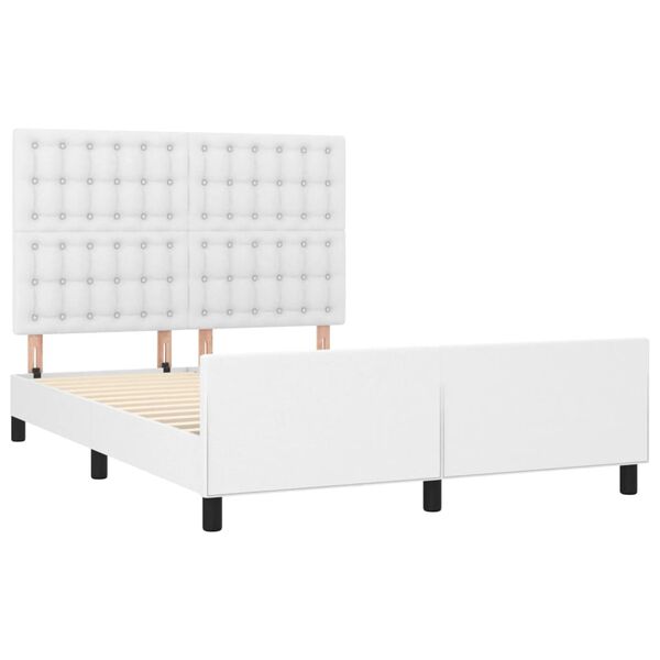 vidaXL Bedframe met hoofdbord kunstleer wit 140x190 cm