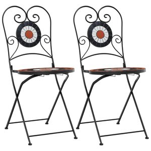 vidaXL Opklapbare stoelen, 2 stuks, terracotta en zwart keramiek