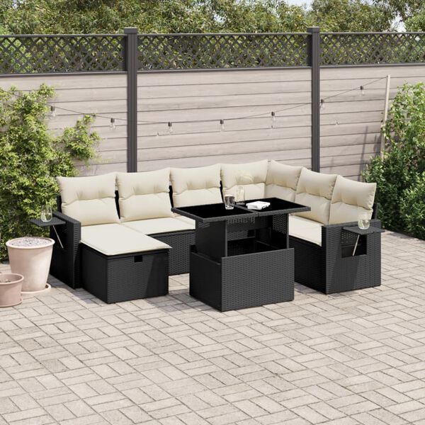 vidaXL 8-delige Loungeset met kussens poly rattan zwart