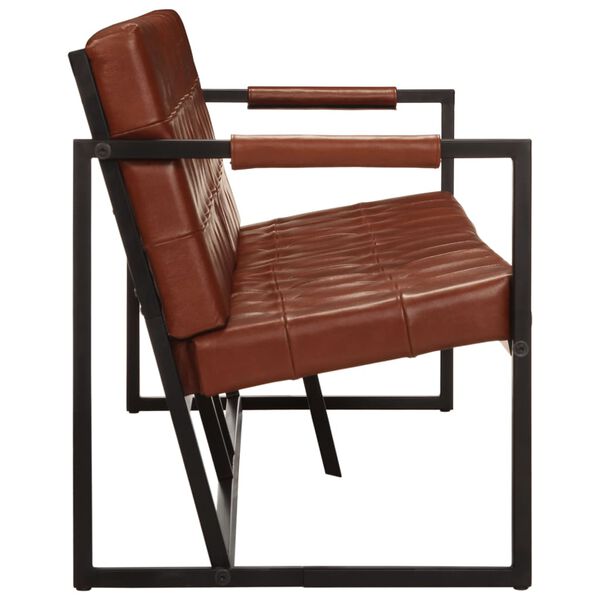 vidaXL Driezitsbank echt geitenleer bruin