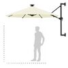 vidaXL Wandparasol met LED's 300 cm zandkleurig